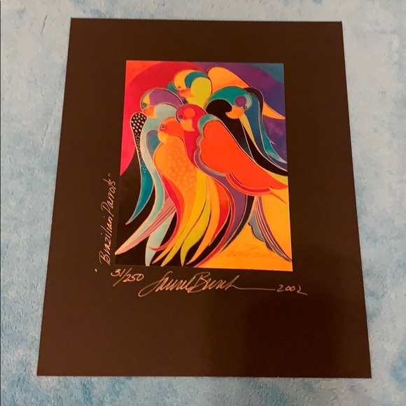RARE Signed LAUREL BURCH Brazilian Parrots PRINT